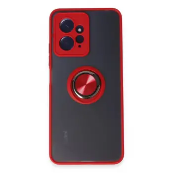 Lopard Xiaomi Redmi Note 12 4g Kılıf Montreal Yüzüklü Silikon Kapak - Kırmızı