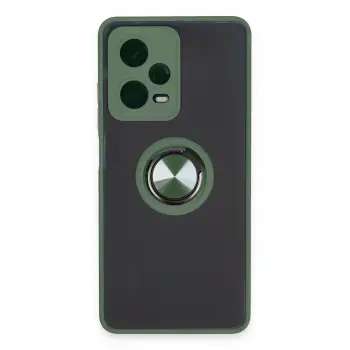 Lopard Xiaomi Redmi Note 12 5g Kılıf Montreal Yüzüklü Silikon Kapak - Yeşil