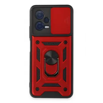 Lopard Xiaomi Redmi Note 12 5g Kılıf Pars Lens Yüzüklü Silikon - Kırmızı