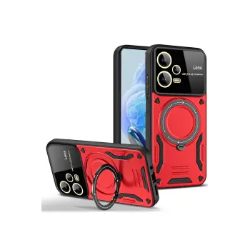 Lopard Xiaomi Redmi Note 12 Pro 5g Kılıf Joy Lens Standlı Kapak - Kırmızı