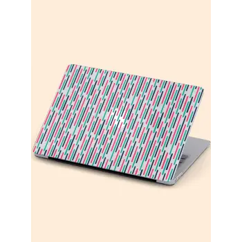 Macbook Air (M2-M3) Kılıf 15 inç A3114-A2941 2023/2024 Şeffaf Kapak Tam Koruma Macos-07 Pembe Mavi Çizgiler