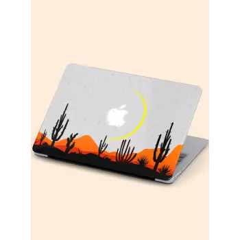 Macbook Pro (M1-M2) Kılıf 13 inç A2338-A2289-A2159 2020/2022 Şeffaf Sert Kapak Koruma Macos-17 Kaktüs ve Hilal