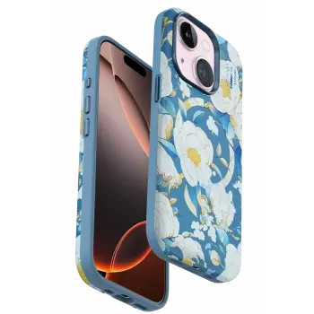 Onegif İphone 14 Flower Series Magsafe Kapak - Mavi