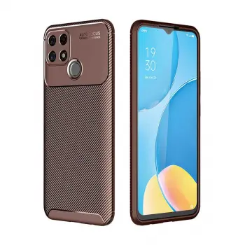 Oppo A15S Kılıf Lopard Kamera Korumalı Karbon Desenli Negro Kapak Orijinal Yüzey Kılıf