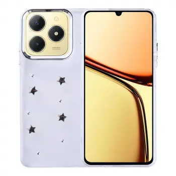 Realme C61 Kılıf Airbag Tasarımlı Simli Şeffaf Lopard Kutup Kapak