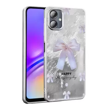 Samsung Galaxy A06 Kılıf Parlak Desenli Silikon Mep Kapak Telefon Kılıfı Leopar-Fiyonk-Geo Desenleriyle