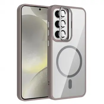 Samsung Galaxy S24 Kılıf Standlı Kamera Lens Koruma Hediyeli Magsafe Şarj Lopard Etro Kapak Koruyucu