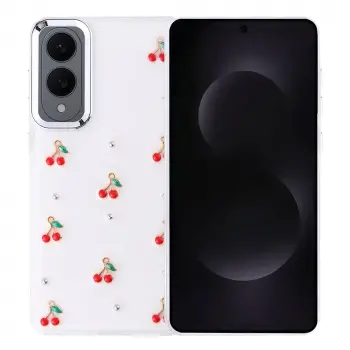 Samsung Galaxy S25 Edge Kılıf Airbag Tasarımlı Simli Şeffaf Lopard Kutup Kapak