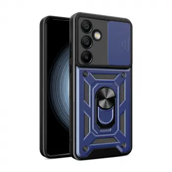 Samsung Galaxy S25 Fe Kılıf Magnetik Standlı Kamera Korumalı Lopard Sürgülü Kamera Korumalı Yüzüklü Tasarım Armor Vega