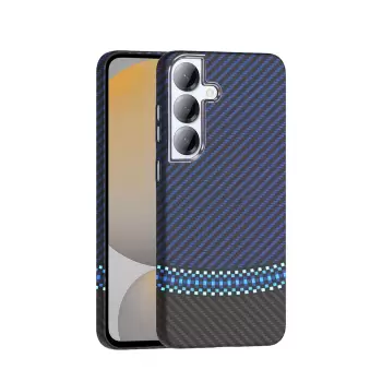 Samsung Galaxy S25 Kılıf Magsafe Şarj Karbon Fiber Görünümlü Hafif Sağlam Gros Kapak Telefon Kılıfı