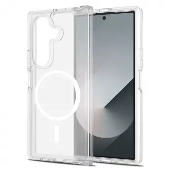 Lopard Samsung Galaxy Z Fold 7 Kılıf Magsafe Şarj Özellikli Şeffaf Sert Pc Embos Kapak