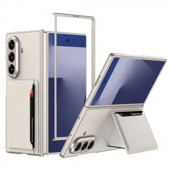 Samsung Galaxy Z Fold 7 Suni Deri Arka Yüzey Lopard Kartlıklı Kıpta Silikon Kapak