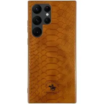 Santa Barbara Polo Racquet Club Samsung Galaxy S22 Ultra Knight Deri Kapak - Kahverengi