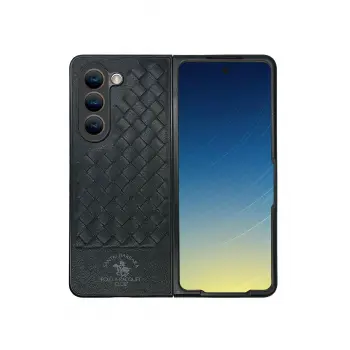 Santa Barbara Polo Racquet Club Samsung Galaxy Z Fold 5 Ravel Deri Kapak - Siyah