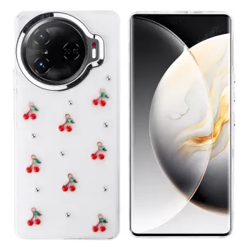 Tecno Camon 30 Pro 5g Telefon Kılıfı Şeffaf Simli Tasarım Kapak Fiyonk, Kiraz, Yıldız, Lale Desenli