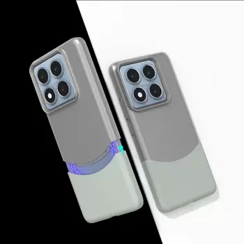 Xiaomi 14t Pro Kılıf Magsafe Şarj Kartlıklı Mıknatıslı Duble 1.7mm Kapak Kart Bölmeli Lacivert Siyah Gri Renkleriyle