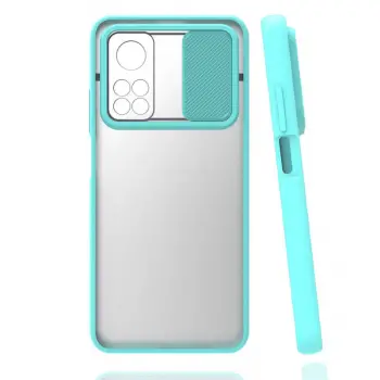 Xiaomi Mi 10T 5G Kılıf Lopard Slayt Sürgülü Kamera Korumalı Renkli Silikon Kapak