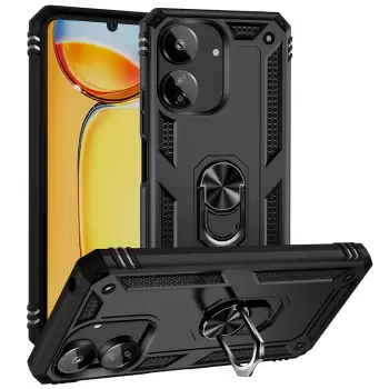 Xiaomi Poco C65 Kılıf Lopard Kamera Korumalı Yüzüklü Tasarım Armor Vega