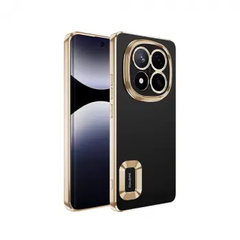 Xiaomi Poco X7 Kılıf Kamera Lens Korumalı Şeffaf Parlak Kenar Logo Açık Omega Kapak Mavi Siyah Gold Renk