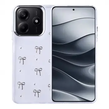 Xiaomi Redmi Note 14 4g Kılıf Airbag Tasarımlı Simli Şeffaf Lopard Kutup Kapak