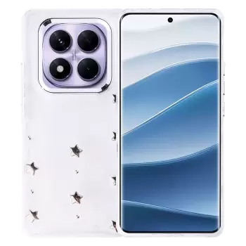 Xiaomi Redmi Note 14 Pro Plus Kılıf Airbag Tasarımlı Simli Şeffaf Lopard Kutup Kapak