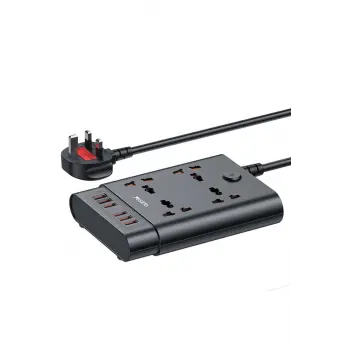 Yesido Mc08 10in1 6 Adet Usb Ve 4 Adet Priz Dönüştürücü 1.8m - Siyah