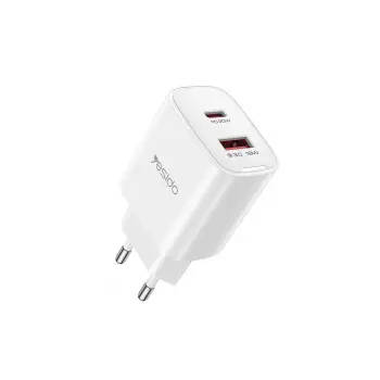 Yesido Yc02e 20w Type-c Ve 18w Qc 3.0 Usb Çıkışlı Pd Hızlı Şarj Cihazı - Beyaz