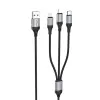 3in1 Type-C Şarj Kablosu USBden Type-C/Lightning/Micro 1 Metre USB Kablo iPhone Samsung Huawei Xiaomi X102 Telefon Tablet