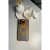 iPhone 14 Pro Max Kılıf Magsafe Şarj Özellikli Standlı Magsafe Klon Lensli Kapak + Kamera Lens Koruyucu