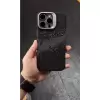 iPhone 16 Pro Max Karbon Fiber Metal Kamera Korumalı Kılıf İnce Sert Magsafe Arka Kapak Koruma Siyah Mor Kahve