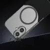 Apple İphone 16 Plus Kılıf Magsafe Şarj Duble 1.7mm Kapak Kart Bölmeli Lacivert Siyah Gri Renkleriyle