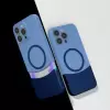 Apple İphone 14 Pro Max Kılıf Magsafe Şarj Kartlıklı Mıknatıslı Duble 1.7mm Kapak Kart Bölmeli Lacivert Siyah Gri Renkleriyle