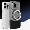 Apple İphone 14 Kılıf Magsafe Şarj Kartlıklı Mıknatıslı Duble 1.7mm Kapak Kart Bölmeli Lacivert Siyah Gri Renkleriyle