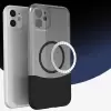 Apple İphone 11 Kılıf Magsafe Şarj Duble 1.7mm Kapak Kart Bölmeli Lacivert Siyah Gri Renkleriyle