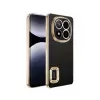 Xiaomi Redmi Note 14 Pro Plus Kılıf + Pet Ekran Koruyucu Set Kamera Lens Korumalı Şeffaf Parlak Kenar Logo Açık Omega Kapak Mavi Siyah Gold Renk