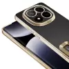 Xiaomi Redmi Note 14 Pro Plus Kılıf + Pet Ekran Koruyucu Set Kamera Lens Korumalı Şeffaf Parlak Kenar Logo Açık Omega Kapak Mavi Siyah Gold Renk
