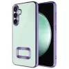 Samsung Galaxy A36 Kılıf + 9h Ekran Koruyucu Set Kamera Lens Korumalı Şeffaf Parlak Kenar Logo Açık Omega Kapak Mavi Siyah Gold Renk