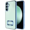 Samsung Galaxy A36 Kılıf + 9h Ekran Koruyucu Set Kamera Lens Korumalı Şeffaf Parlak Kenar Logo Açık Omega Kapak Mavi Siyah Gold Renk