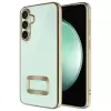 Samsung Galaxy A36 Kılıf + 9h Ekran Koruyucu Set Kamera Lens Korumalı Şeffaf Parlak Kenar Logo Açık Omega Kapak Mavi Siyah Gold Renk