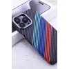 16 Pro Karbon Fiber Metal Kamera Korumalı Kılıf İnce Sert Magsafe Arka Kapak Koruma Siyah Mor Kahve