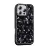 Apple İphone 16 Pro Kılıf Taşlı Simli Kenarları Silikon Parıltılı Azra Kapak Telefon Kılıfı Kamera Korumalı Yıldız&Kelebek Desenleriyle