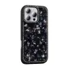 Apple İphone 16 Pro Kılıf Taşlı Simli Kenarları Silikon Parıltılı Azra Kapak Telefon Kılıfı Kamera Korumalı Yıldız&Kelebek Desenleriyle