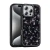 Apple İphone 15 Pro Max Kılıf Taşlı Simli Kenarları Silikon Parıltılı Azra Kapak Telefon Kılıfı Kamera Korumalı Yıldız&Kelebek Desenleriyle