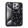 Apple İphone 15 Pro Kılıf Taşlı Simli Kenarları Silikon Parıltılı Azra Kapak Telefon Kılıfı Kamera Korumalı Yıldız&Kelebek Desenleriyle