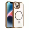 Apple İphone 14 Kılıf Standlı Ve Kamera Lens Hediyeli M-safe Şarj Özellikli Lopard Etro Kapak