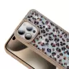 Apple İphone 14 Pro Kılıf Taşlı Ve Simli Tasarım Lopard Azra Kapak