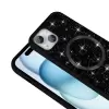 Apple İphone 15 Kılıf Pırlanta Tasarımlı Magsafe Şarj Özellikli Lopard Mozaik Silikon Kapak