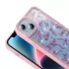 Apple İphone 15 Kılıf Taşlı Ve Simli Tasarım Lopard Azra Kapak