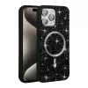 Apple İphone 15 Pro Kılıf Pırlanta Tasarımlı Magsafe Şarj Özellikli Lopard Mozaik Silikon Kapak