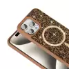 Apple İphone 15 Pro Kılıf Pırlanta Tasarımlı Magsafe Şarj Özellikli Lopard Mozaik Silikon Kapak